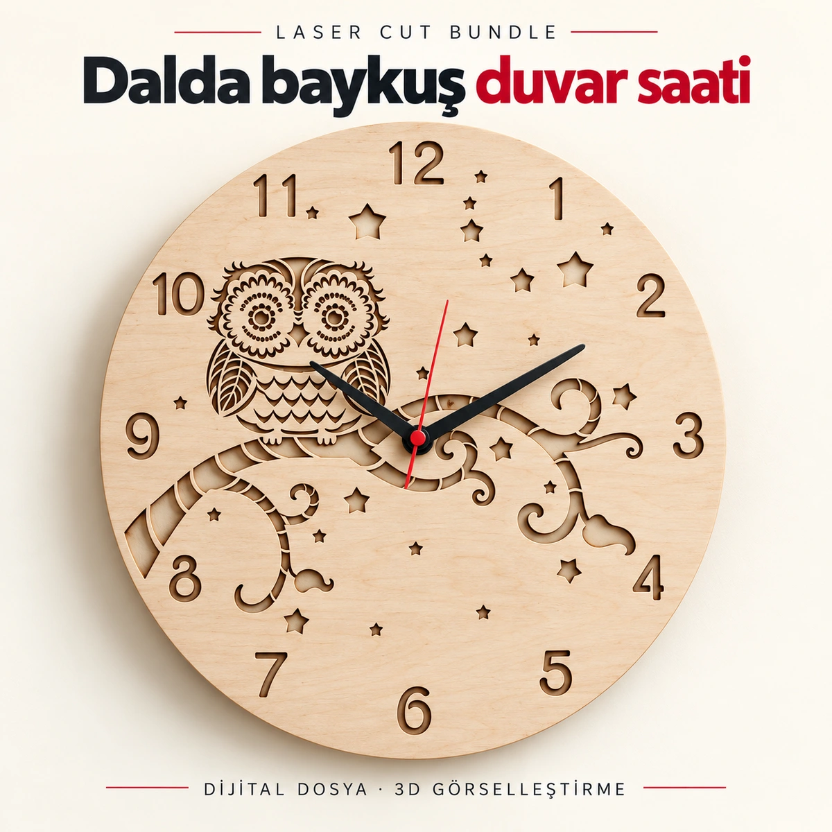 Dalda baykuş duvar saati