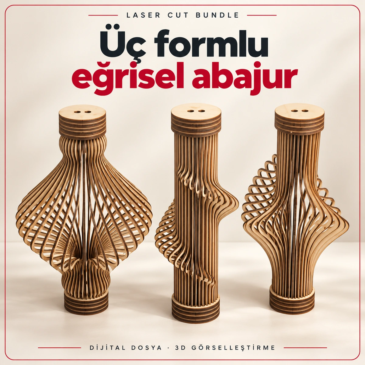 Üç formlu eğrisel abajur