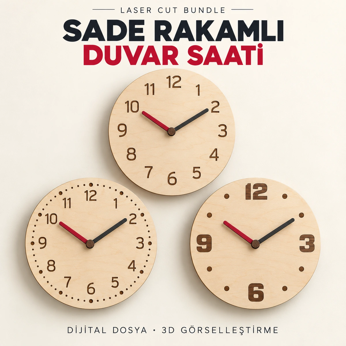 Sade rakamlı duvar saati