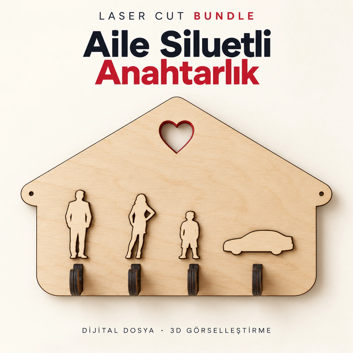 Aile Siluetli Anahtarlık